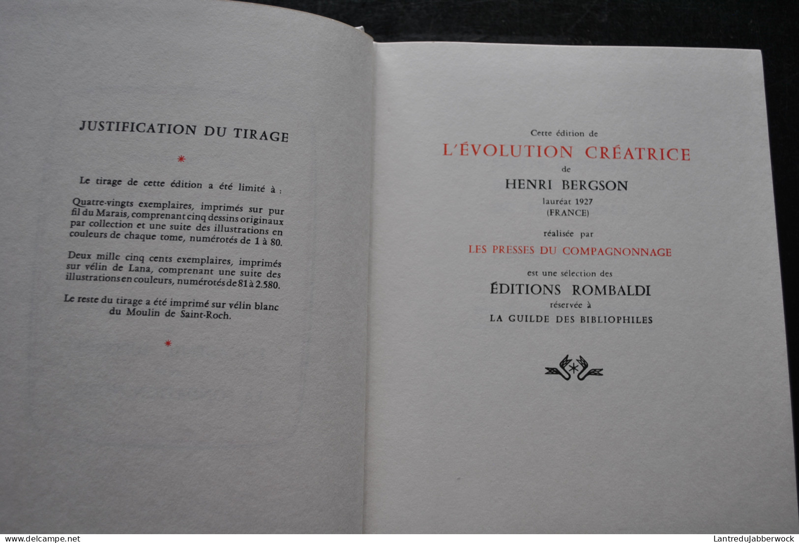 Henri BERGSON L'évolution Créatrice Illustration Kischka Cauvet Reliure Picasso Collection Prix Nobel De Littérature - Psychologie/Philosophie