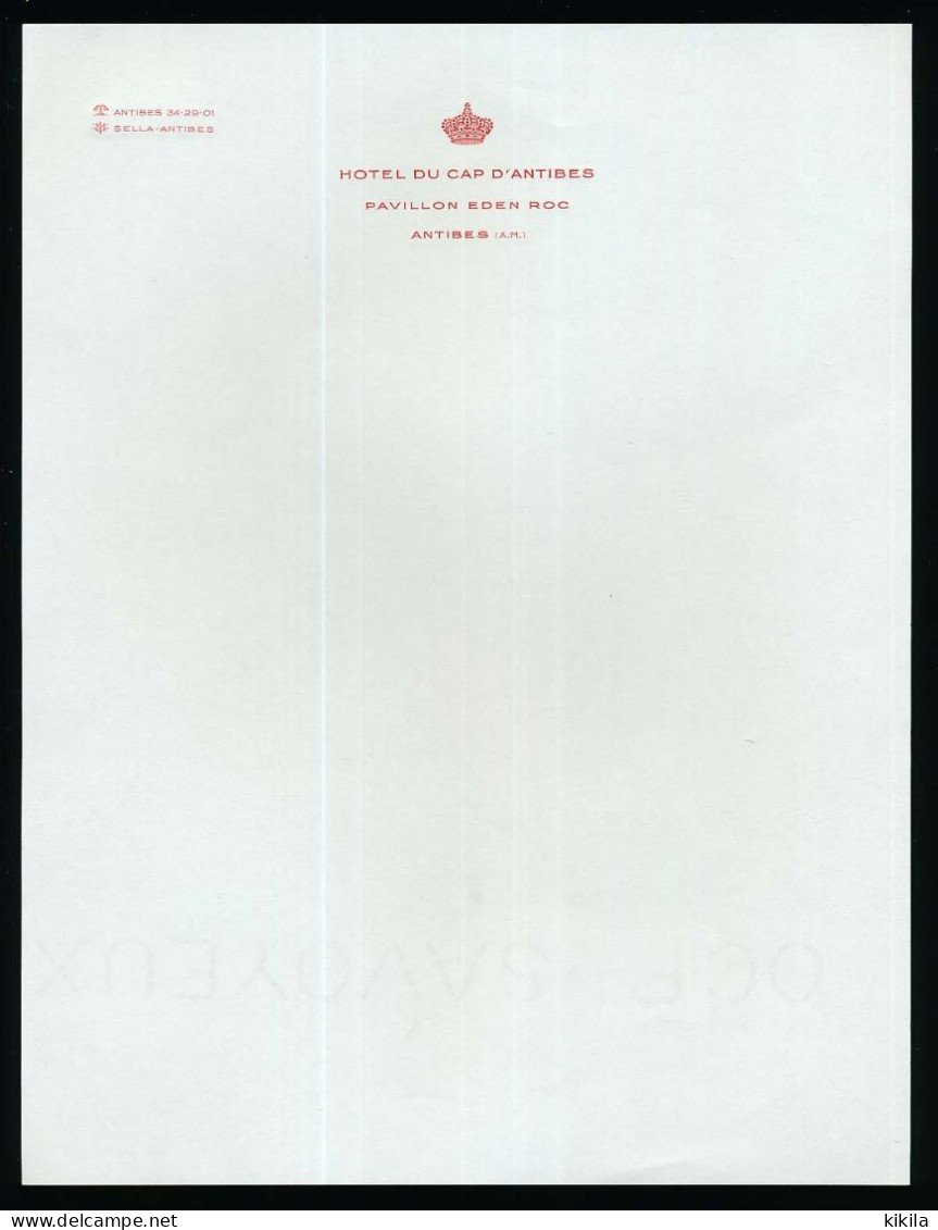Papier à Lettre Et Enveloppe (7 Différents) à En-tête De L'HÔTEL DU CAP D'ANTIBES Pavillon Eden Roc - 1950 - ...