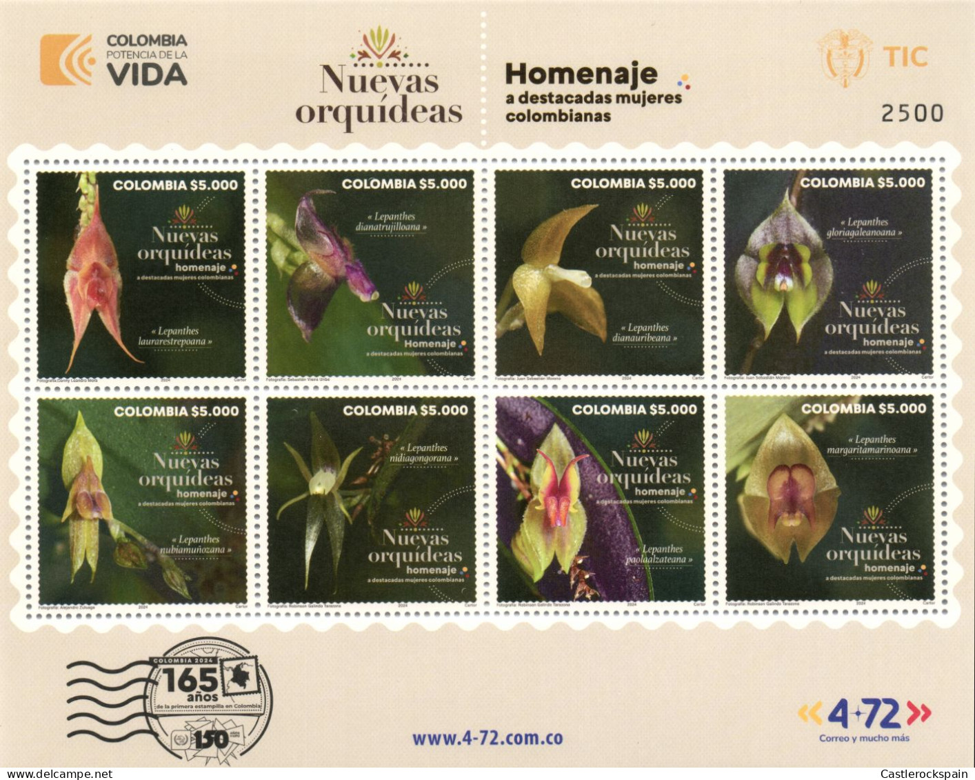 O) 2024 COLOMBIA, ORCHIDS - EXOTIC FLOWERS, NEW FLOWERS TRIBUTE TO OUTSTANDING WOMEN OF COLOMBIA,  SHEET MNH - Colombia