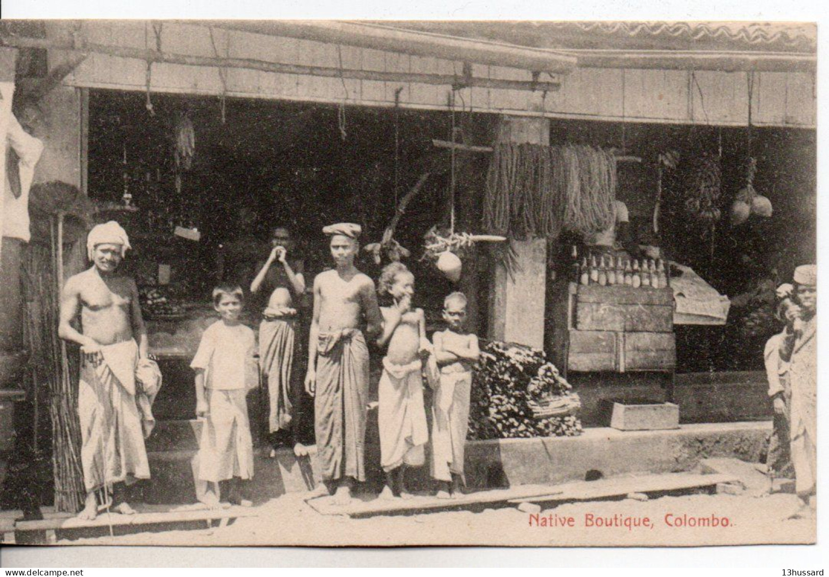 Carte Postale Ancienne Ceylan - Colombo. Native Boutique - Sri Lanka (Ceylon)