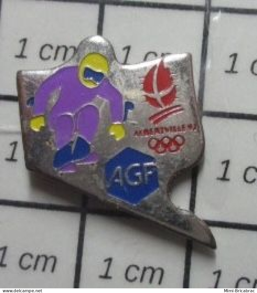 413E Pin's Pins / Beau Et Rare / JEUX OLYMPIQUES / ALBERTVILLE 92 ASSURANCES AGF SKI PIECE DE PUZZLE - Olympische Spelen