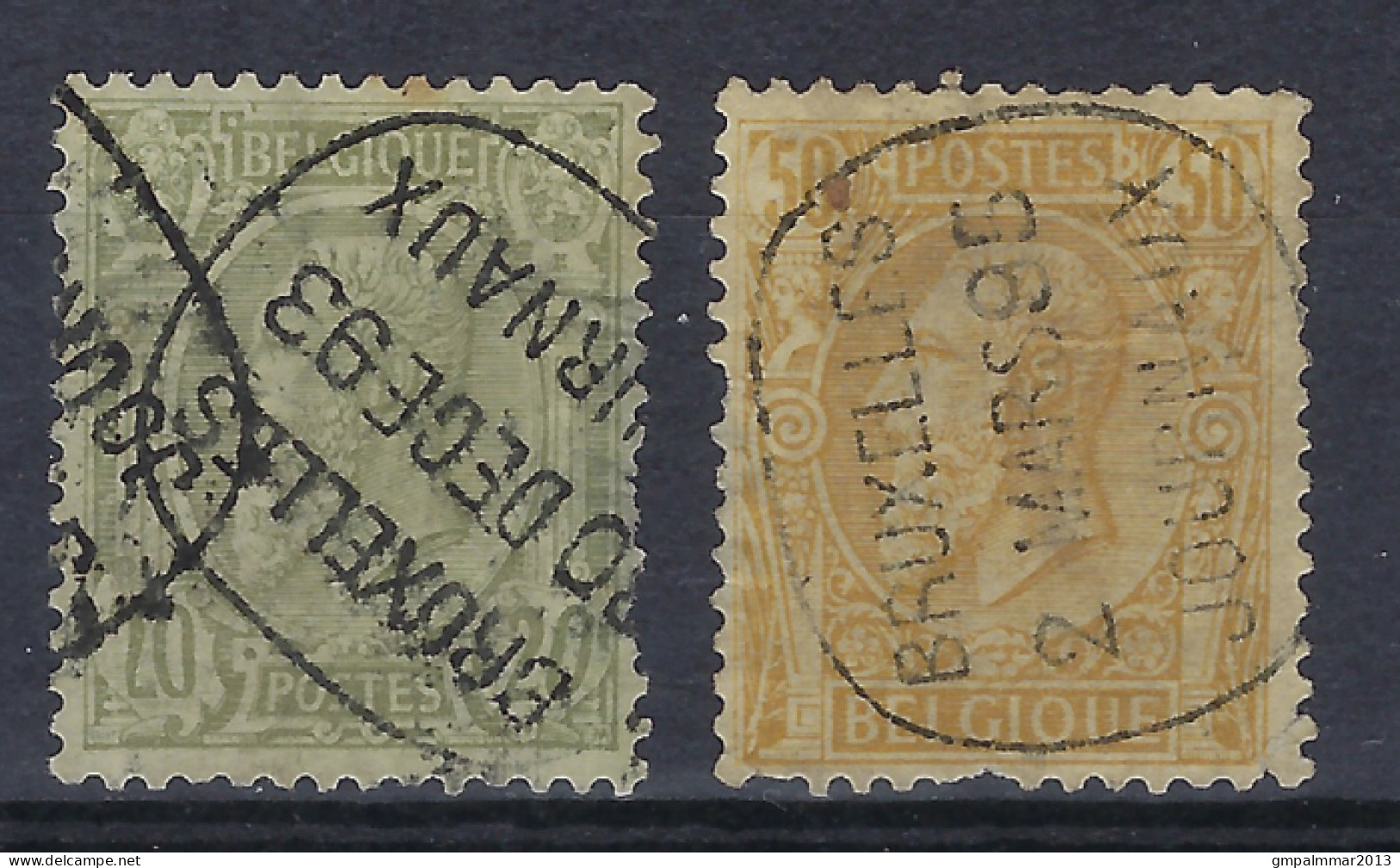 2 Zegels LEOPOLD II Nrs. 47 & 50 Met JOURNAUX Afstempelingen , Beiden Met Foutjes , Zie Ook 2 Scans   ! LOT 295 - Sonstige & Ohne Zuordnung