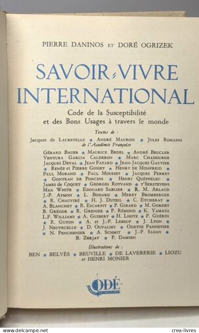 Savoir Vivre International. Code De La Susceptibilite Et Des Bons Usages à Travers Le Monde - Toerisme