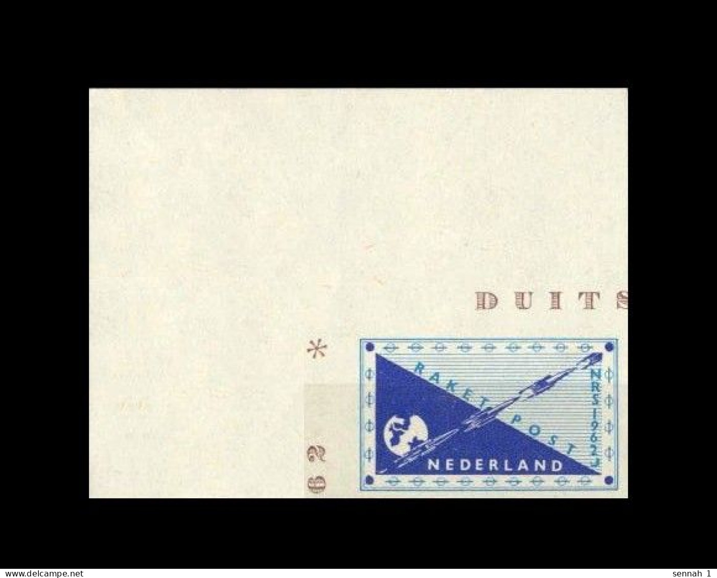 Niederlande / Netherlands: Raketenpost-Vignette / Rocket Mail Cinderella 'NRS-631 – Imperforated [space], 1962' ** - Europe