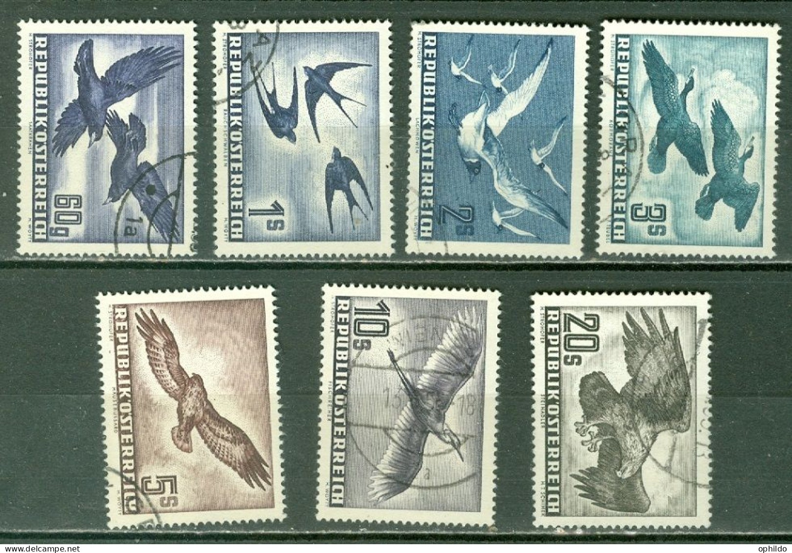 Autriche    Yvert    PA 54/60    Ob  TB   Oiseau  Cote 400 Euro   - Used Stamps