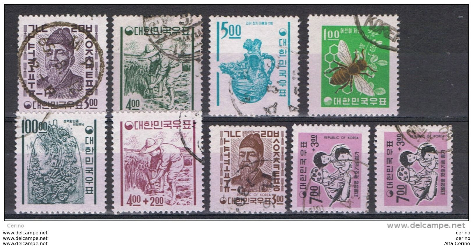 SOUTH  KOREA:  1961/67  LOT  9  USED  STAMPS  -  YV/TELL. 280//467 - Korea (Zuid)