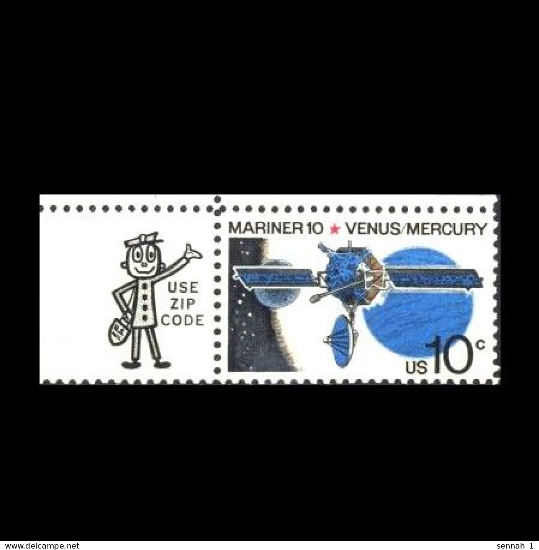 USA: 'Spaceflight Of The Mercury-10 Space Probe – Mercury & Venus, 1975', Mi. 1170Nf; Yv. 1050; Sc. 1557zip Tab ** - North  America