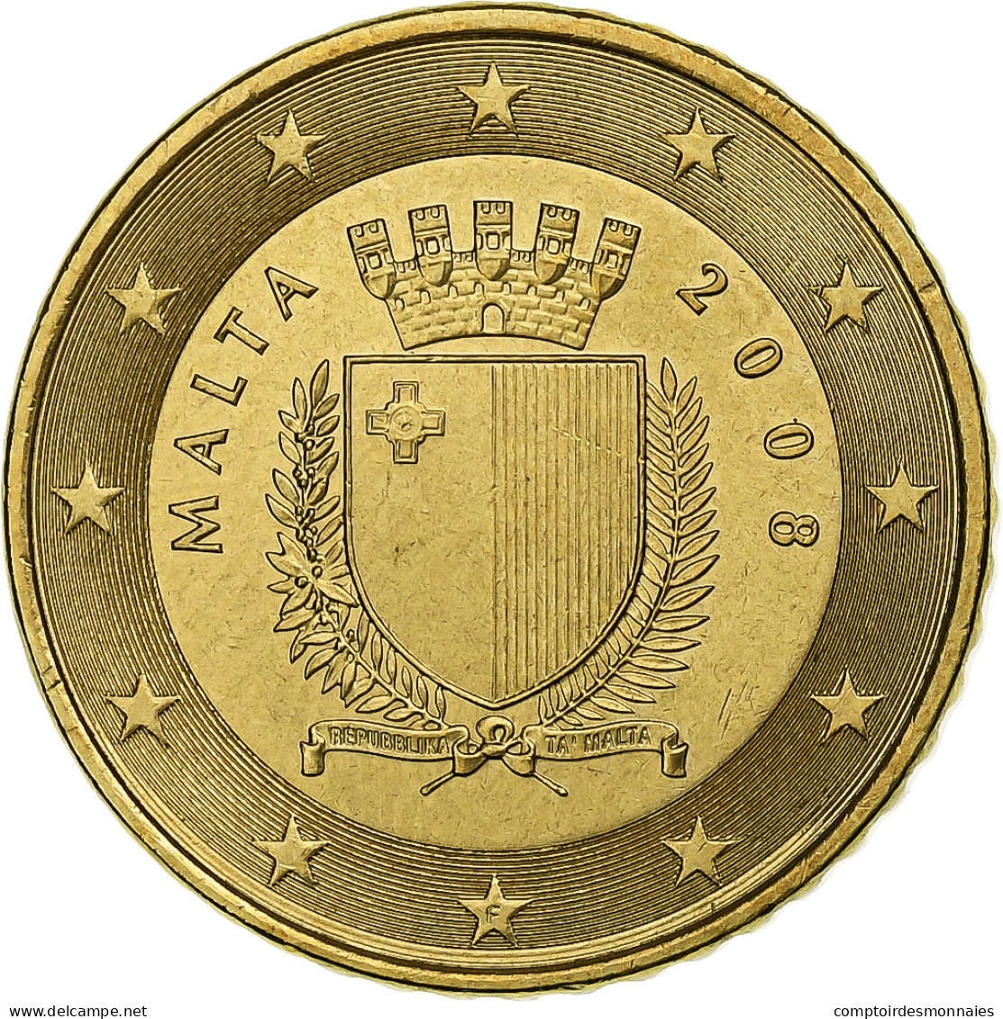 Malte, 50 Euro Cent, 2008, Paris, SUP, Laiton, KM:130 - Malte