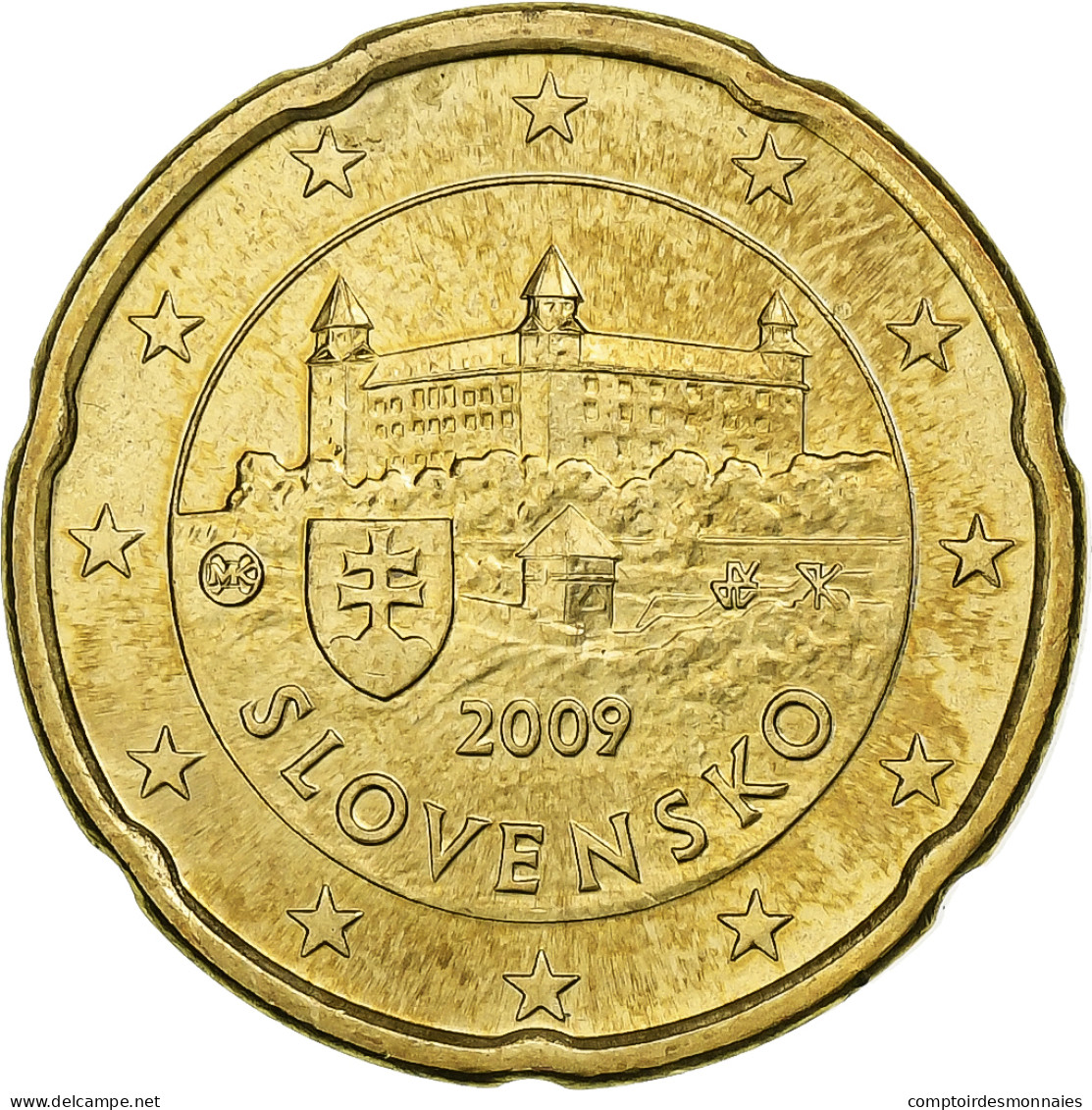 Slovaquie, 20 Euro Cent, 2009, Kremnica, SUP, Laiton, KM:99 - Eslovaquia