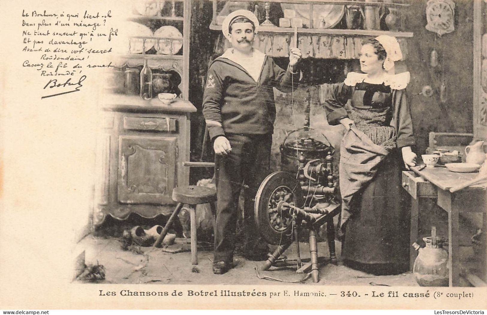 FOLKLORE - Musique - Les Chansons De Botrel Illustrées - Le Fil Cassé - Carte Postale Ancienne - Music