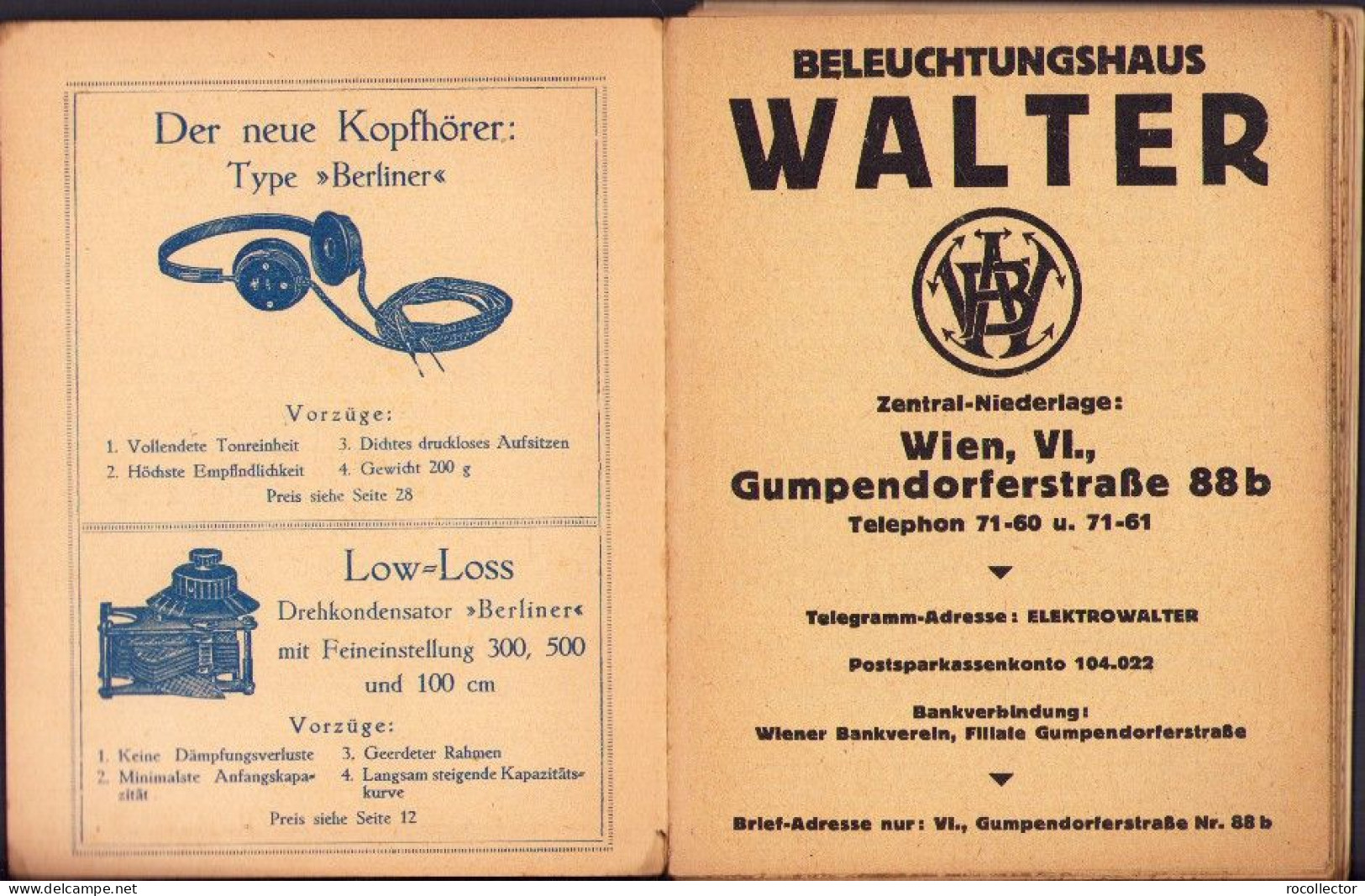 Fuhrer durch die Radio u Electrotechnik Beleuchtungshaus Walter Wien ca 1920's 712SPN