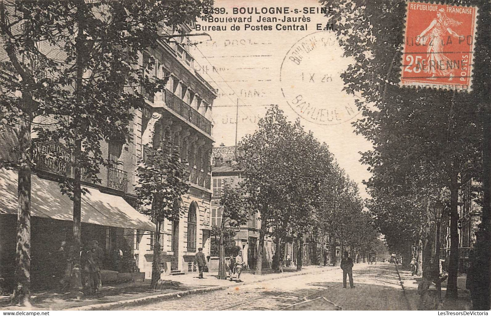 FRANCE - Boulogne Sur Seine - Boulevard Jean Jaurès - Bureau De Poste Central - E.M - Carte Postale Ancienne - Boulogne Billancourt