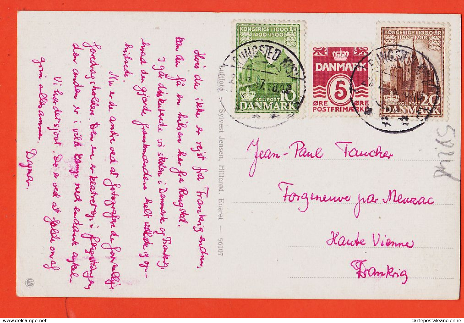 04661 / Rare RUNGSTED Danmark 1957 à Jean-Paul FAUCHER Forgeneuve Meuzac Haute-Vienne LUFTFOTO Sylvest JENSEN Hillirod - Danemark