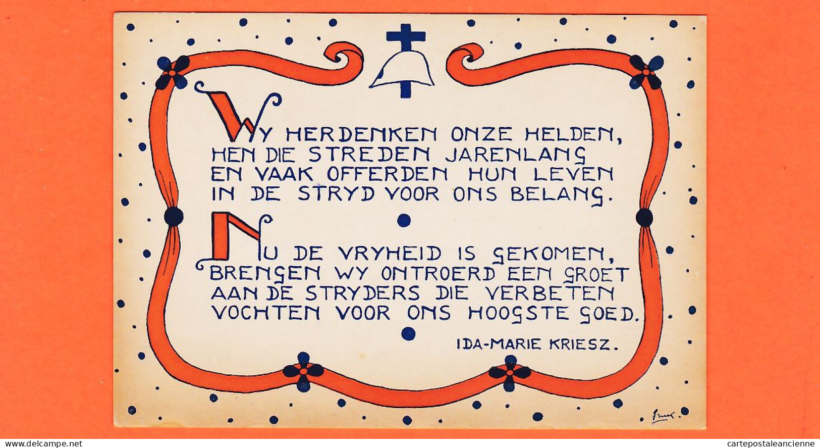 04501 / Nederlandse Patriottische 1939-45 IDA MARIE KRIESZ Wy Herdenken Onze Helden WW2 Patriotique Neerlandais - Guerre 1939-45