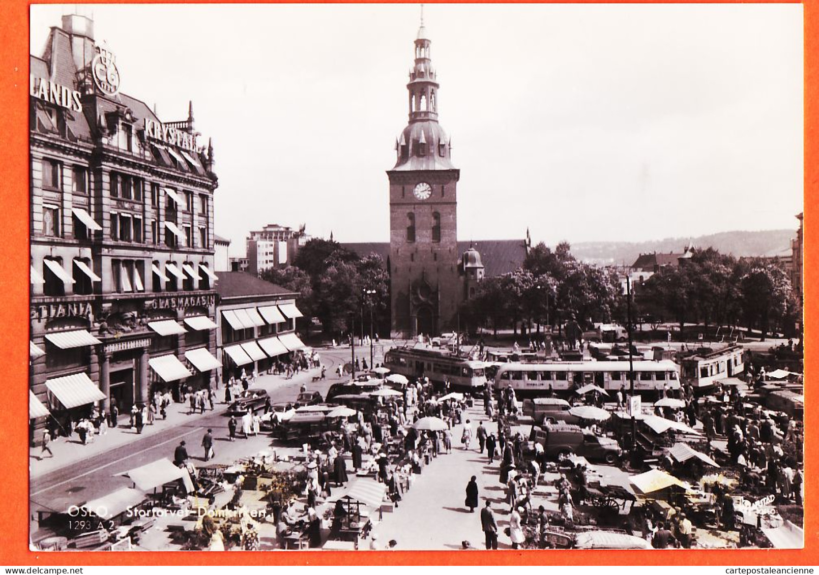 04625 / Rare OSLO Stortorvet-Domkirken Place Jour De Marché 1950s Harstad KUNSTFORLAG / Norway Norge Norvège - Norwegen