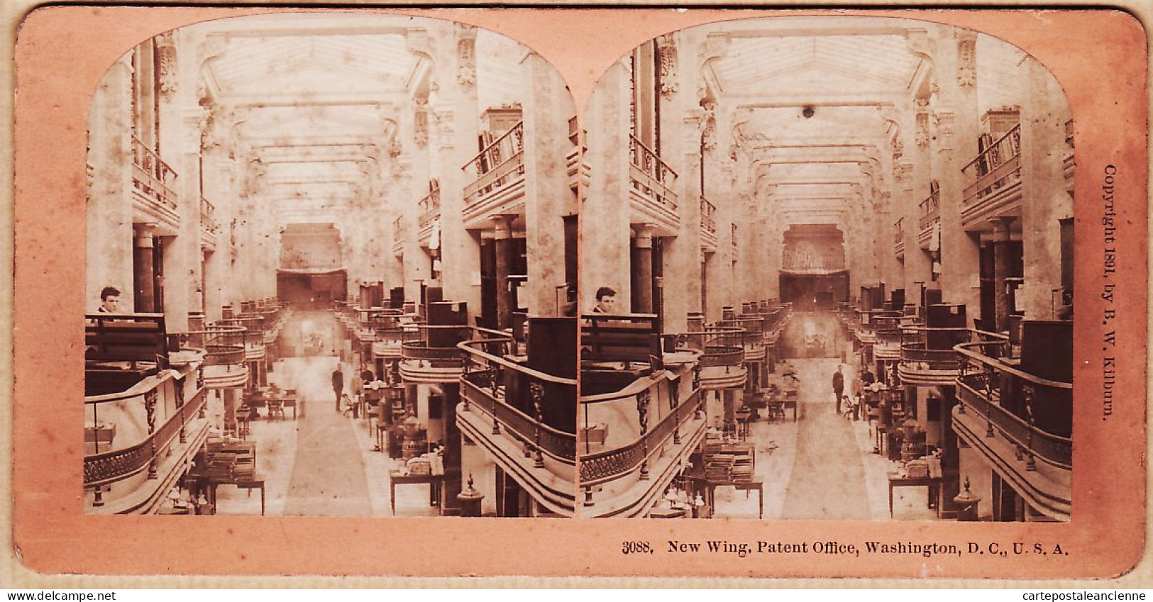 04580 / U.S.A Stereo KILBURN 1891 WASHINGTON D.C New Wing Patent Office Photography Stereoview N° 3088 - Stereoscopic