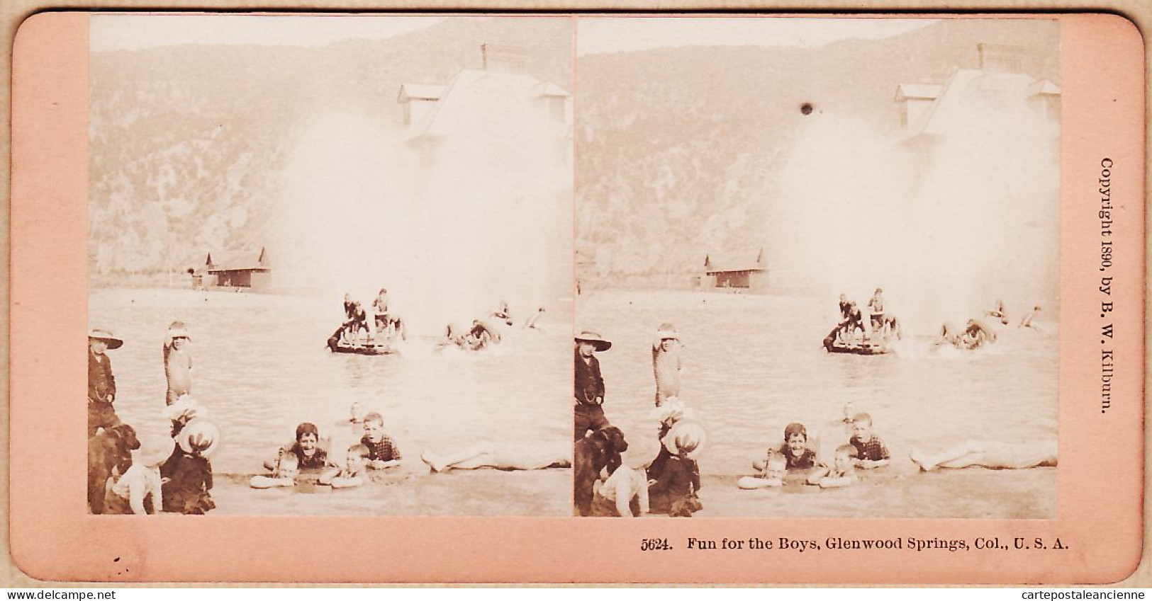 04581 / U.S.A Stereo KILBURN 1890 GLENWOOD SPRINGS Natatorium Fun For The Boys Garfield County COLORADO Stereoview 5624 - Photos Stéréoscopiques