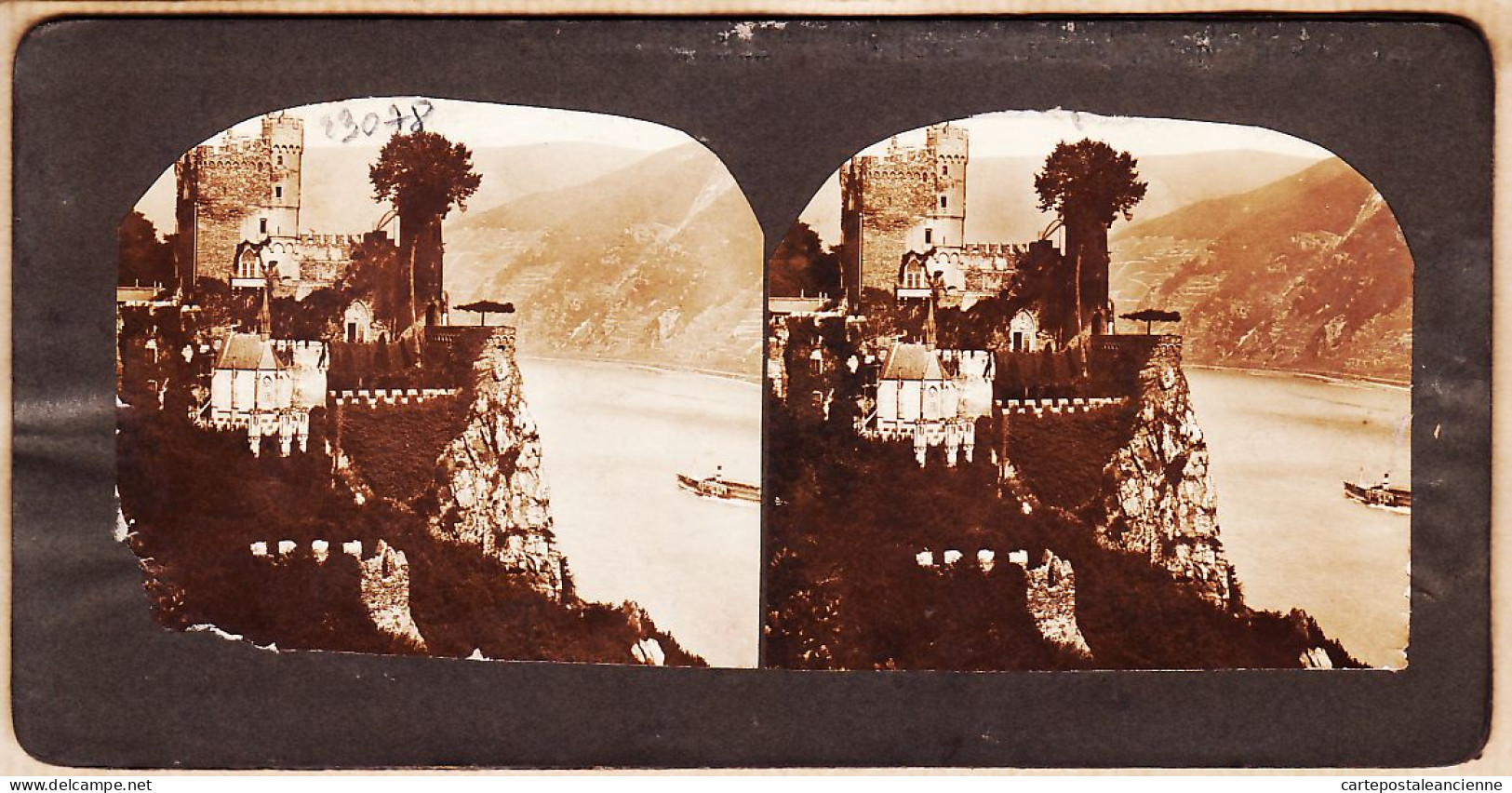 04576 / Stereo Stereoscopic View 1890s Chateau De CHILLON Lac LEMAN  Switzerland Suisse - Stereoscopio