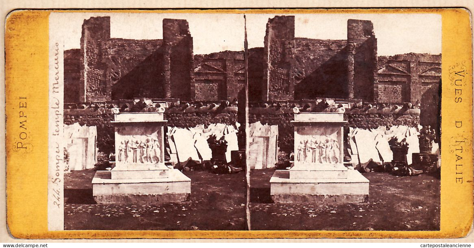 04565 / Fotografia Stereo 1865s Italia Tempio MERCURIS POMPEI Temple MERCURIS Vues D' ITALIE N°244 - Stereoscopic