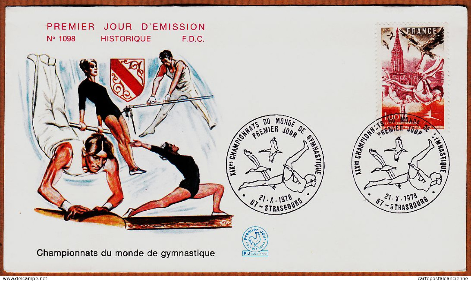 04767 / 3 FDC CHAMPIONNATS Du MONDE De GYMNASTIQUE 21 Octobre 1978 STRASBOURG Premier Jour Emission N° 1098 - Gymnastique