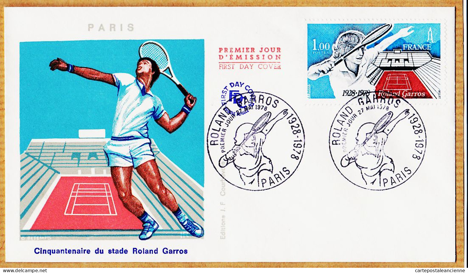 04759 / FDC TENNIS  Cinquantenaire Du Stade ROLAND-GARROS 1928-1978 PARIS 27 Mai 78 Premier Jour Emission - Tennis