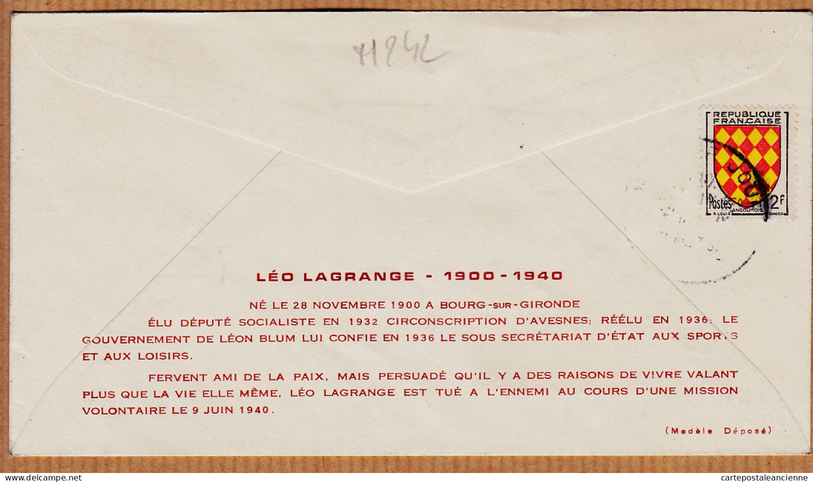 04848 / FDC Premier Jour LEO LAGRANGE Jeux Universitaire Mondiaux 31 Août 1957 Enveloppe Historique 206 N° Y&T 1120 - 1950-1959