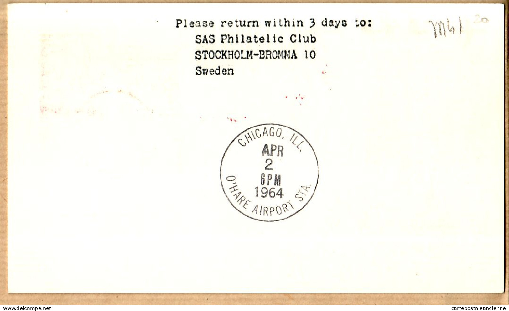 04540 / Danmark First SAS Jet Flight DOUGLAS DC-8 SCandinavia 02-04-1964 KOBENHAVN CHICAGO Copenhague Cpav - Covers & Documents