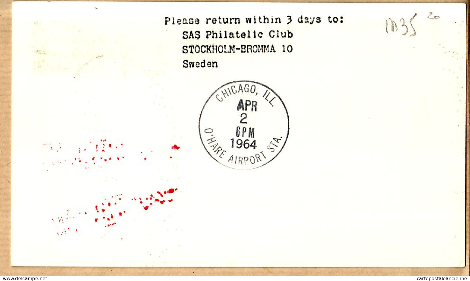 04534 / Sweden First SAS Scandinavia DOUGLAS DC-8 Jet Flight 02-04-1964 STOCKHOLM-ARLANDA CHICAGO USA Cpav - Brieven En Documenten