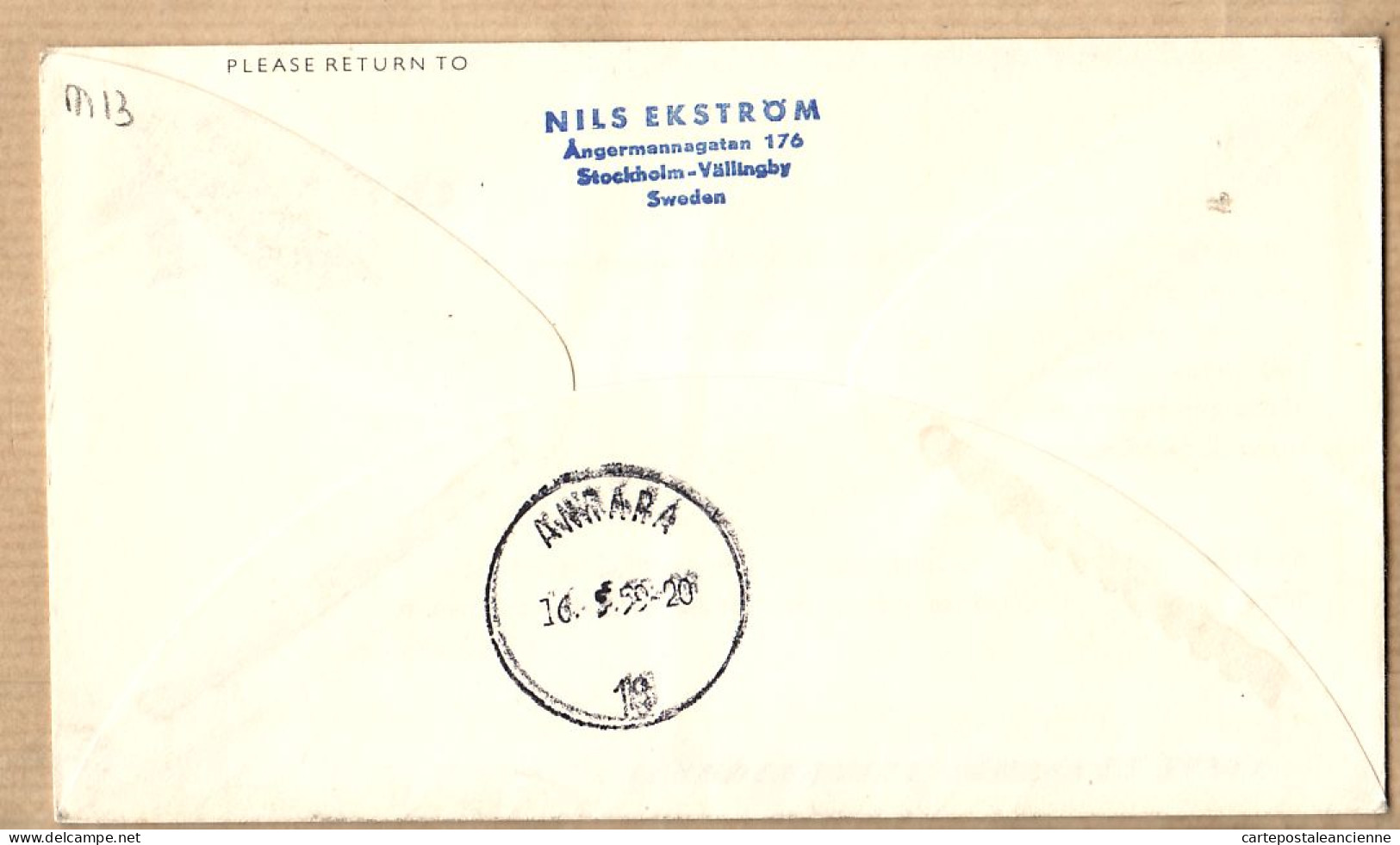 04522 / Sweden First SAS CARAVELLE Jet Flight 16-05-1959 STOCKHOLM--ANKARA Turkiet Cpav - Lettres & Documents