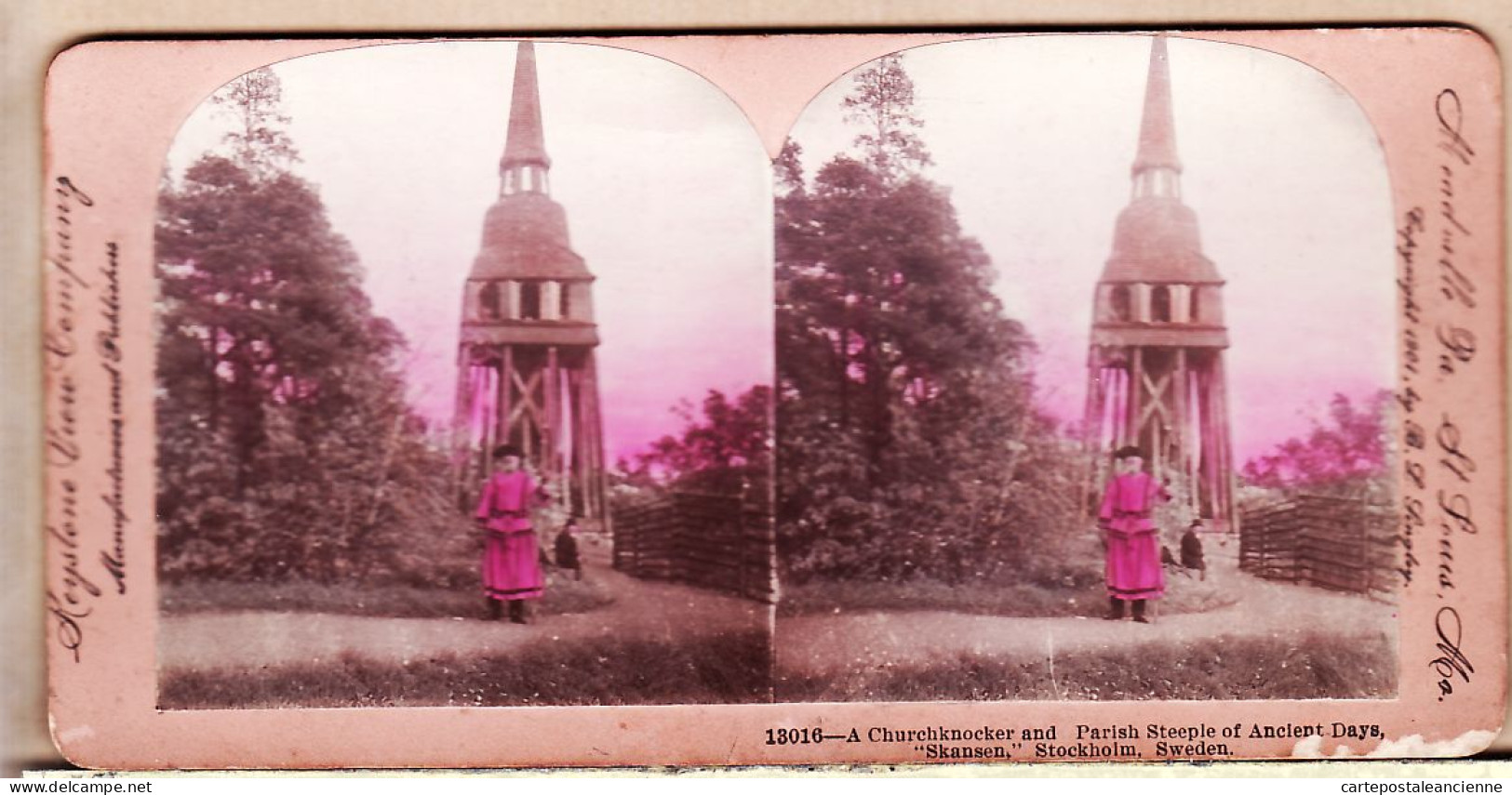04602 / Rare STOCKHOLM Sweden Churchknocker And Parish Steeple Of Ancient Days SKANSEN Photo-Stéréo Views 1901 - Suecia