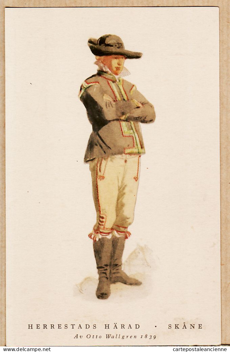 04595 / Svenska Folkdräkter HERRESTADS HARAD SKANE Av Otto Wallgren 1839 Suède Costume Régional Folkorique Sweden Svensk - Suecia