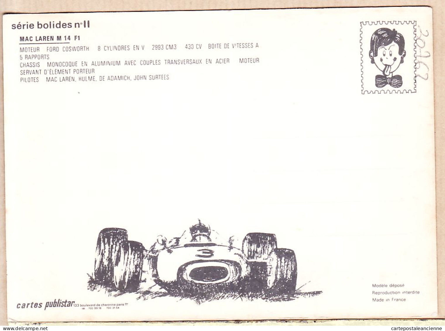 04779 / Formule 1 MAC LAREN M-14 F1 Pilote Mc LAREN HULME DE ADAMICH John SURTEES Moteur FORD COSWORTH 1970-71 - Grand Prix / F1