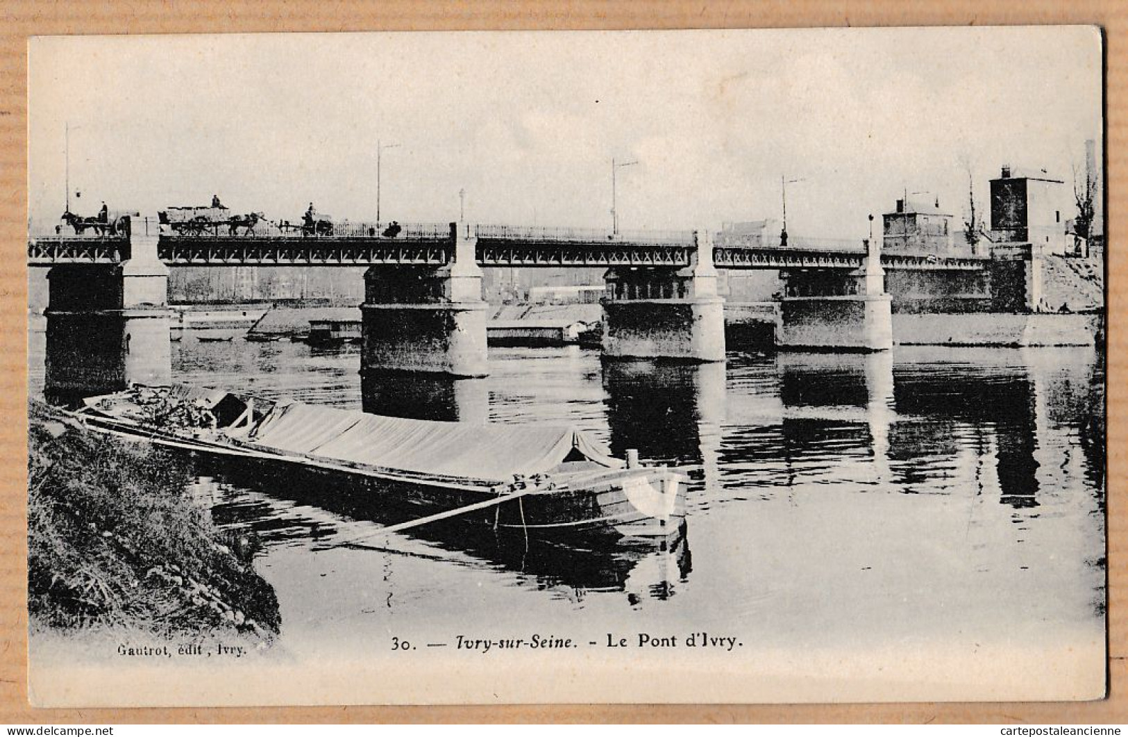 04968 / IVRY-sur-SEINE 94 Val-de-Marne Le Pont Peniche Gabare Cpbat 1910s Edition GAUTROT 30 - Ivry Sur Seine