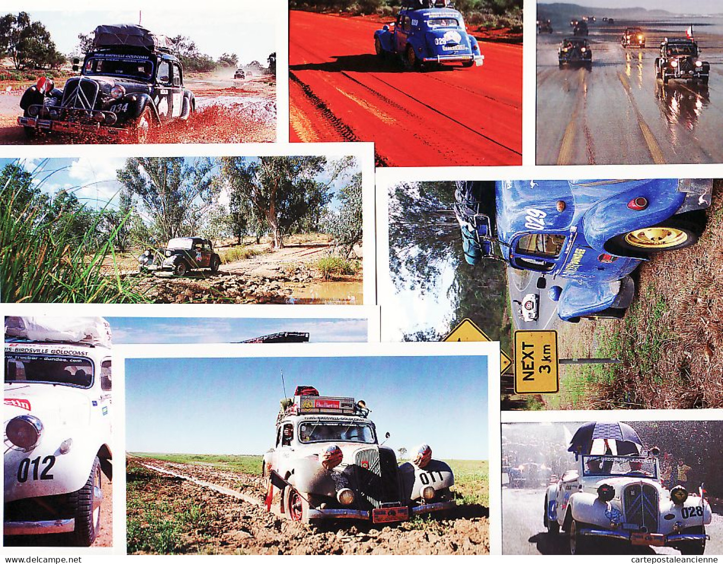 04820 / RARE Série Complète 8 CartePhoto TRACBAR Automobile TRACTION CITROEN 1er Rallye 1998 AUSTRALIE  - Autres & Non Classés