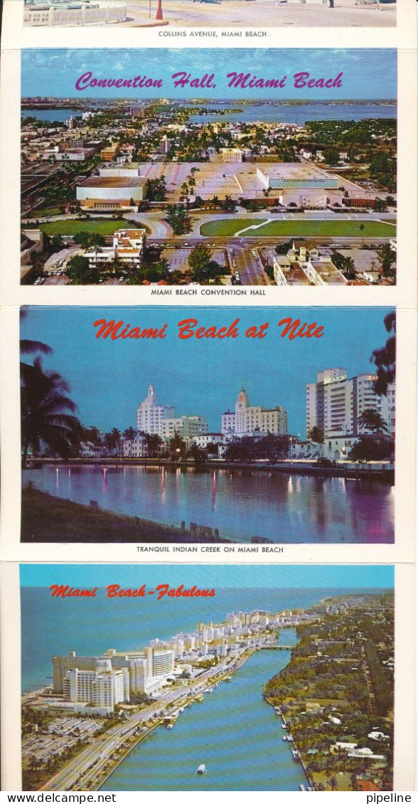 USA Underpaid Cover / Souvenir Of Maiami Beach 14 Views In Actual Color Complete Folder Sent To Denmark - Souvenirs & Special Cards