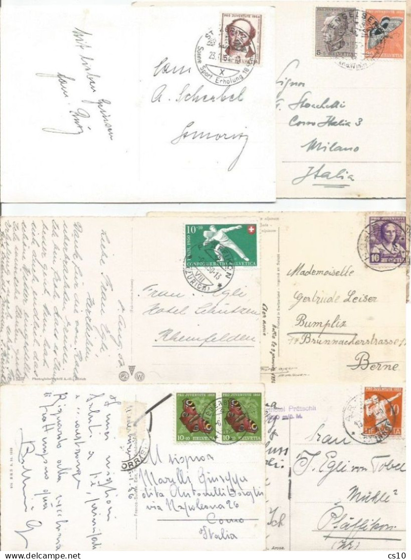 Suisse Small Lot #6 Pcard Used With Pro Patria Juventute Etc 40's To 60's - See Scan - Lettres & Documents