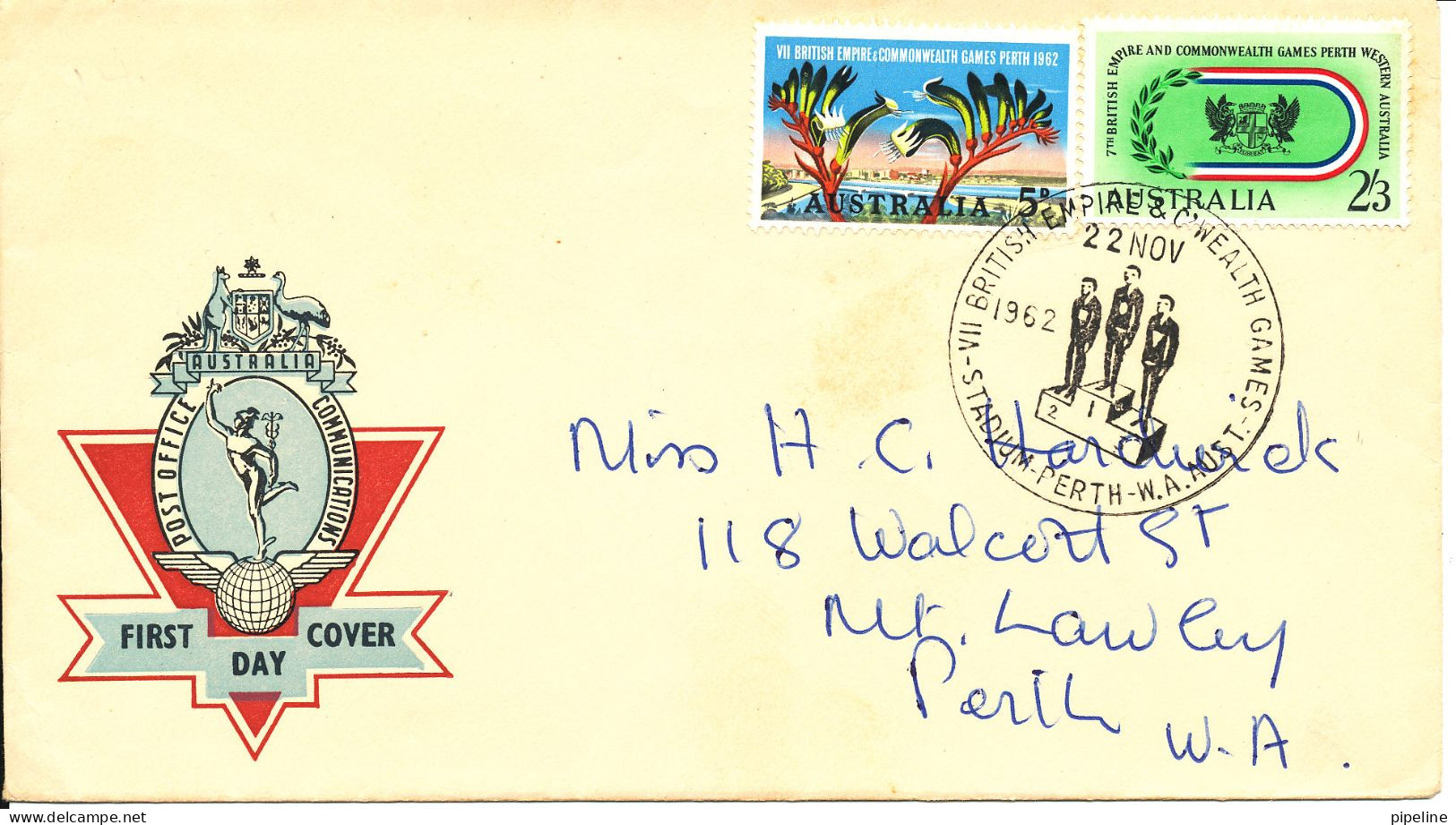 Australia FDC 22-11-1962 British Empire And Commonwealth Games Complete With Cachet - Sobre Primer Día (FDC)