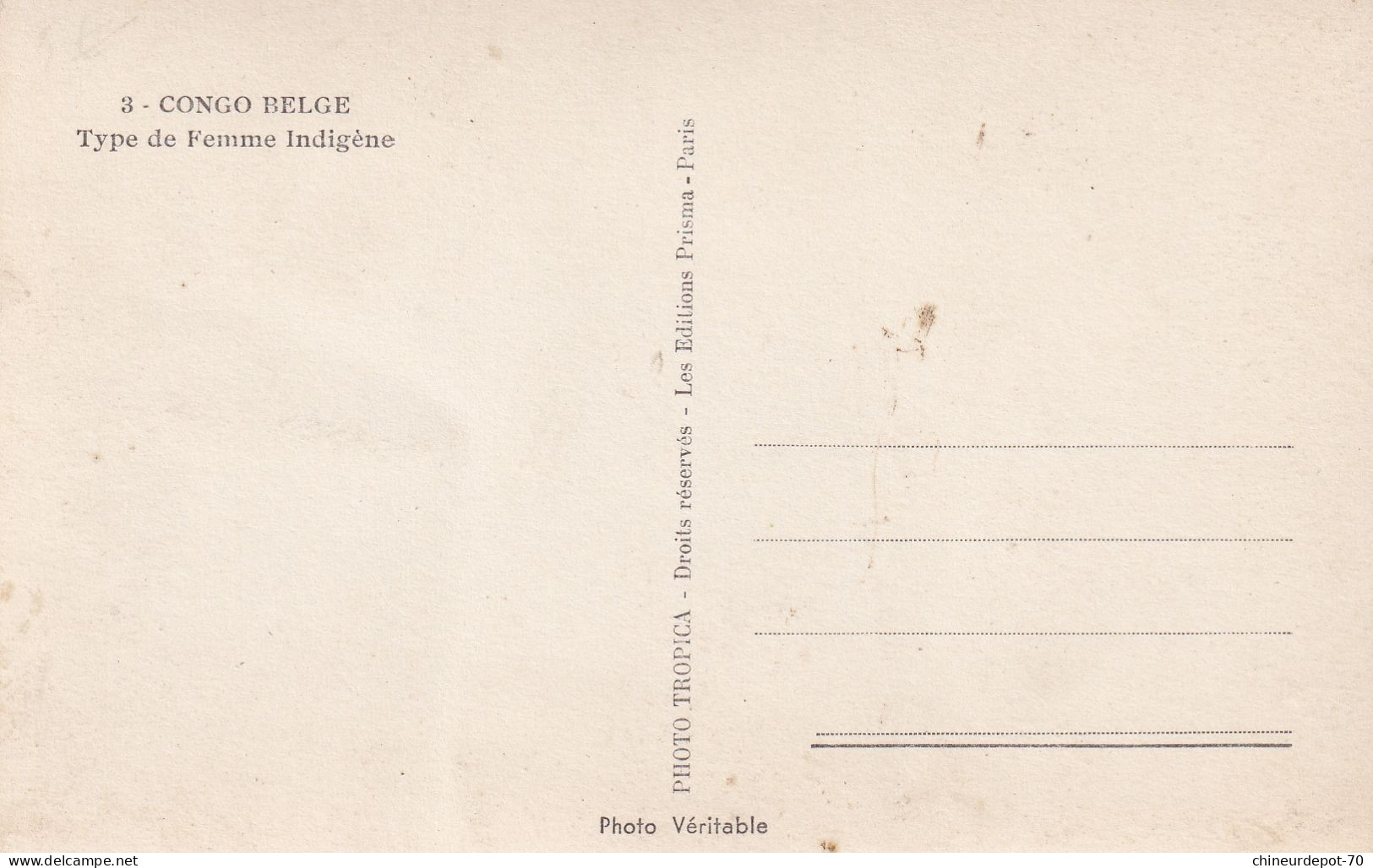 3 CONGO BELGE Type De Femme Indigène - Belgisch-Congo