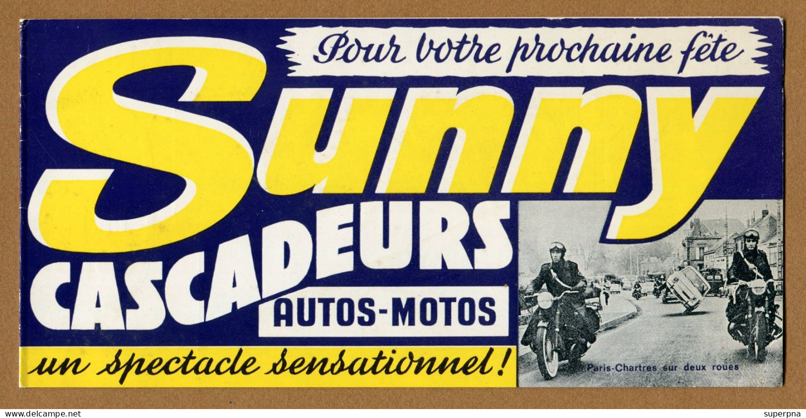 JEAN SUNNY - CASCADEURS AUTOS-MOTOS " : DEPLIANT PUBLICITAIRE (SARCELLES) - Programas