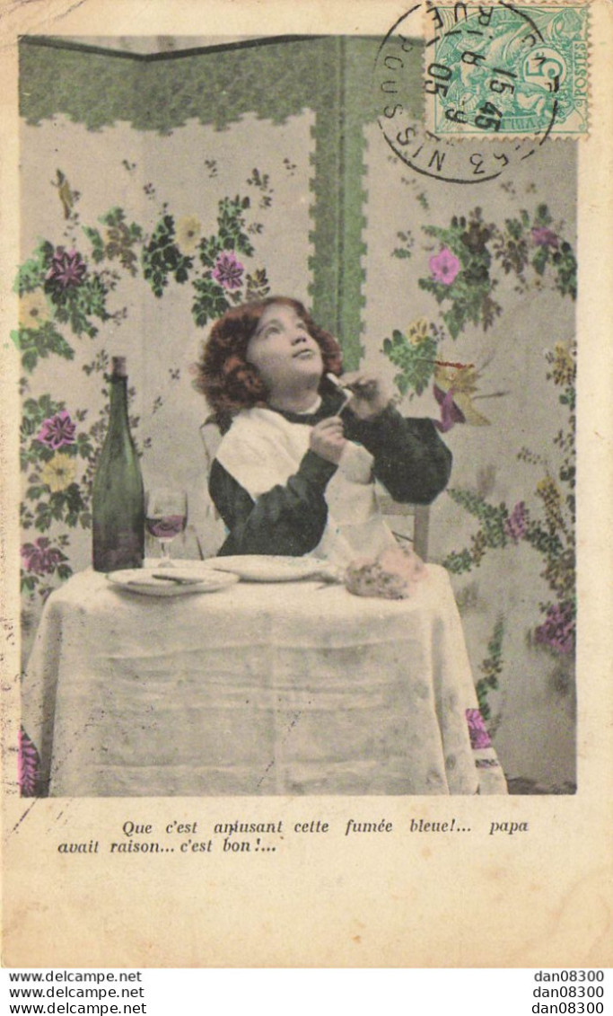 LA PREMIERE CIGARETTE ENFANT VIDE UNE BOUTEILLE DE VIN FUME SA PREMIERE CIGARETTE EST GRISE ET S'ENDORT - 5 - 99 Postcards