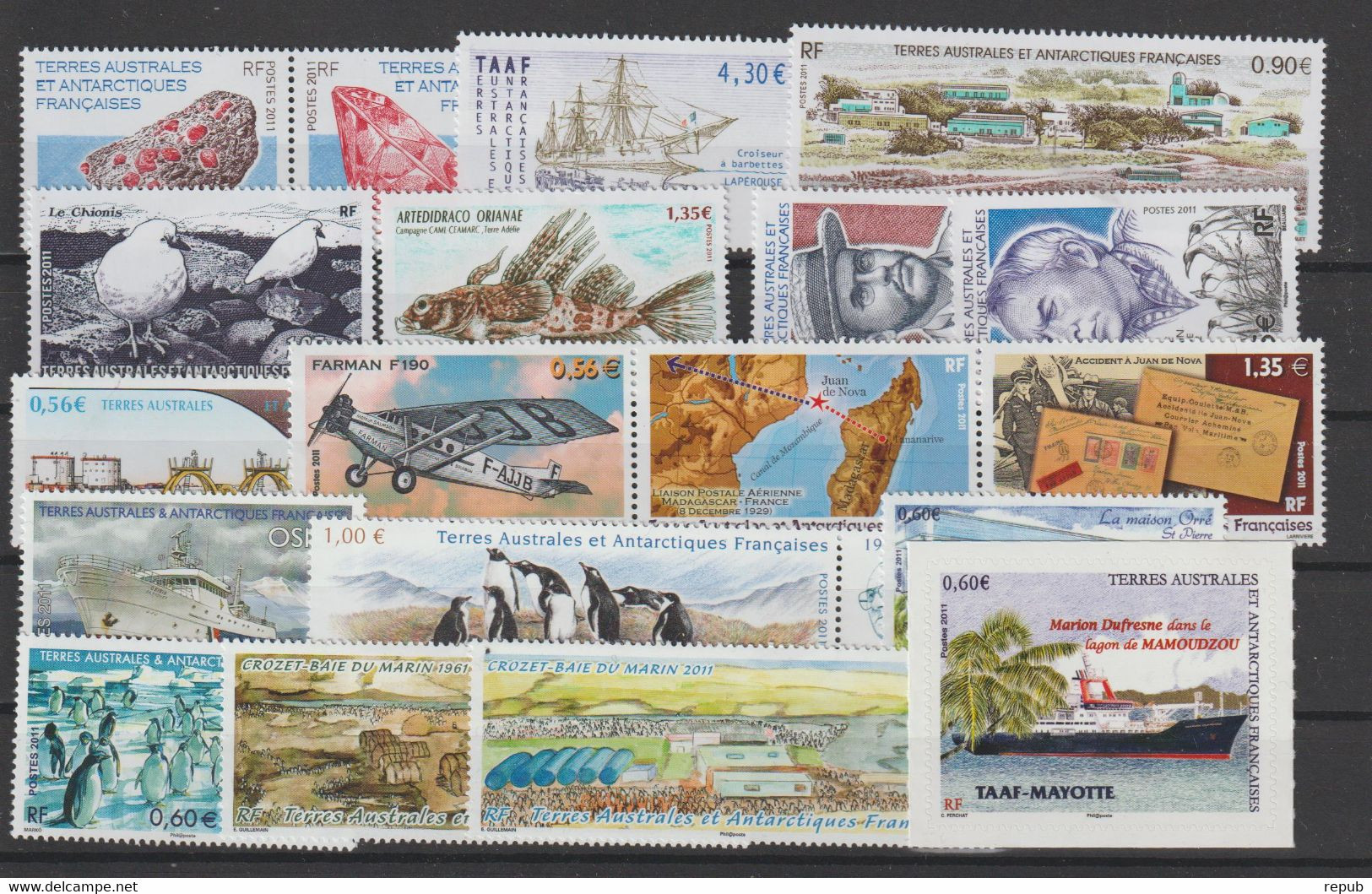 TAAF Année Complète 2011 578 à 601  ** MNH - Full Years