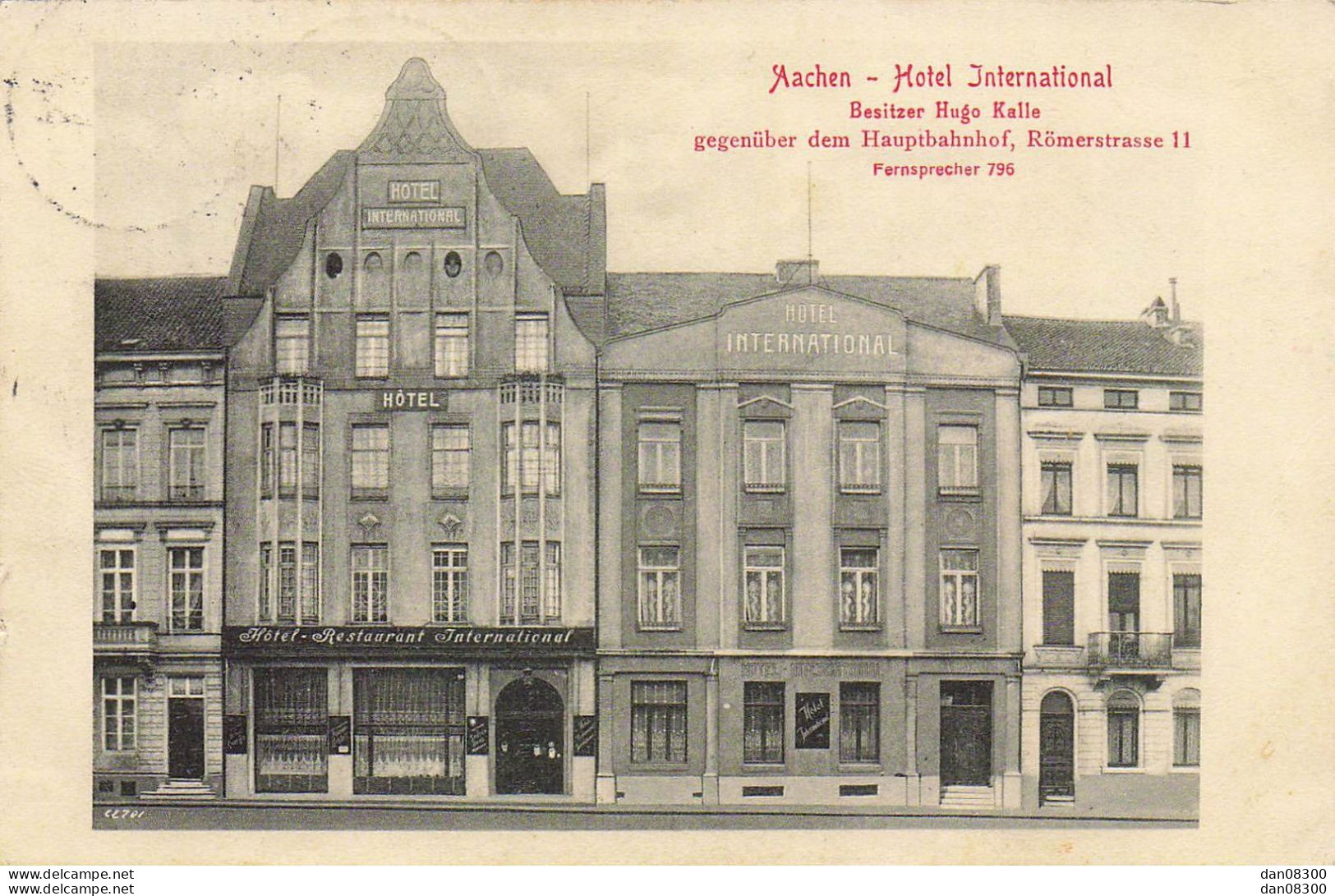 RARE ALLEMAGNE AACHEN HOTEL INTERNATIONAL BESITZER HUGO KALLE 11 ROMERSTRASSE - Aachen