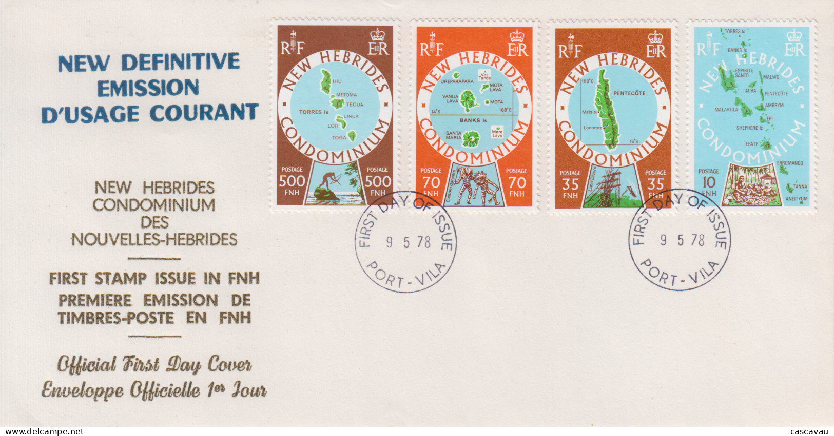 Enveloppe  FDC  1er Jour   NOUVELLES  HEBRIDES   Cartographie   Des  Iles  1978 - FDC