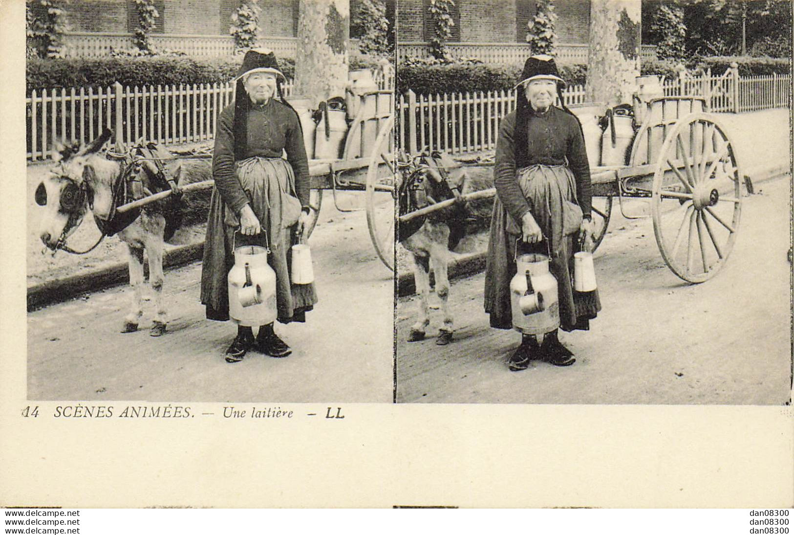 SCENES ANIMEES UNE LAITIERE - Stereoscope Cards