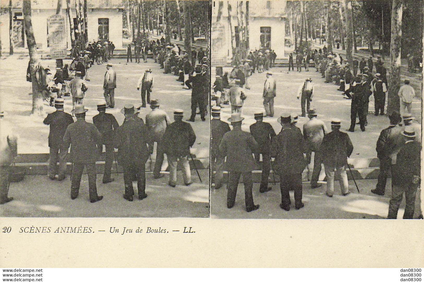 SCENES ANIMEES UN JEU DE BOULES - Stereoscope Cards