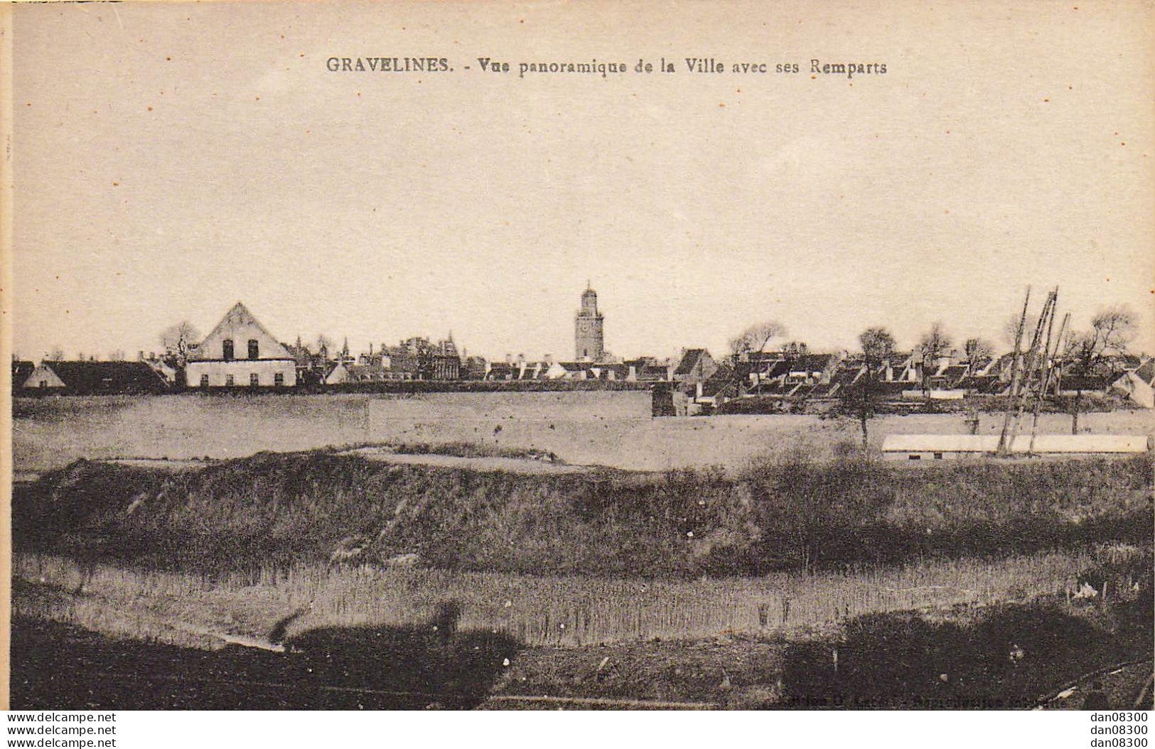 59 GRAVELINES VUE PANORAMIQUE DE LA VILLE AVEC SES REMPARTS - Gravelines