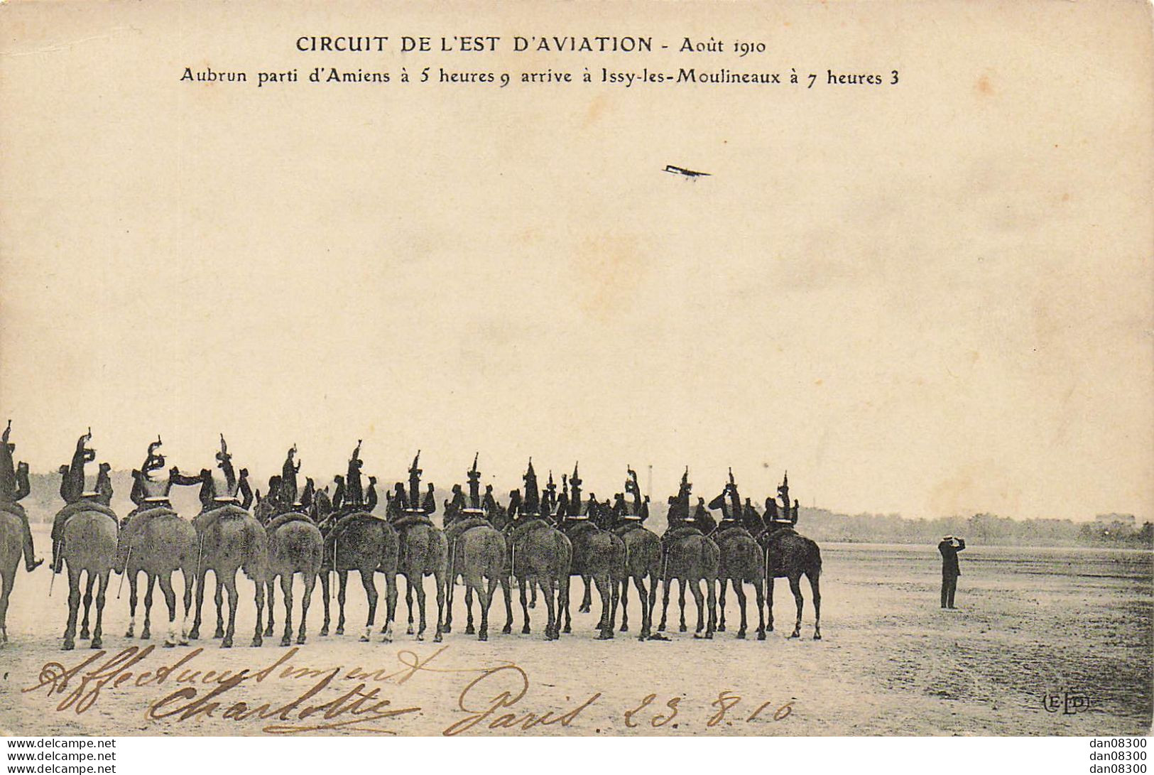 CIRCUIT DE L'EST D'AVIATION AOUT 1910 AUBRUN PARTI D'AMIENS ARRIVE A ISSY LES MOULINEAUX - Riunioni