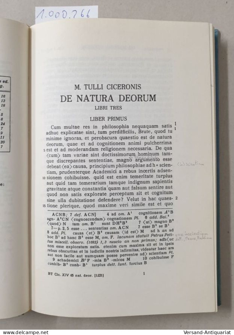M. Tullius Cicero Fasc. 45 : De Natura Deorum : - Otros & Sin Clasificación