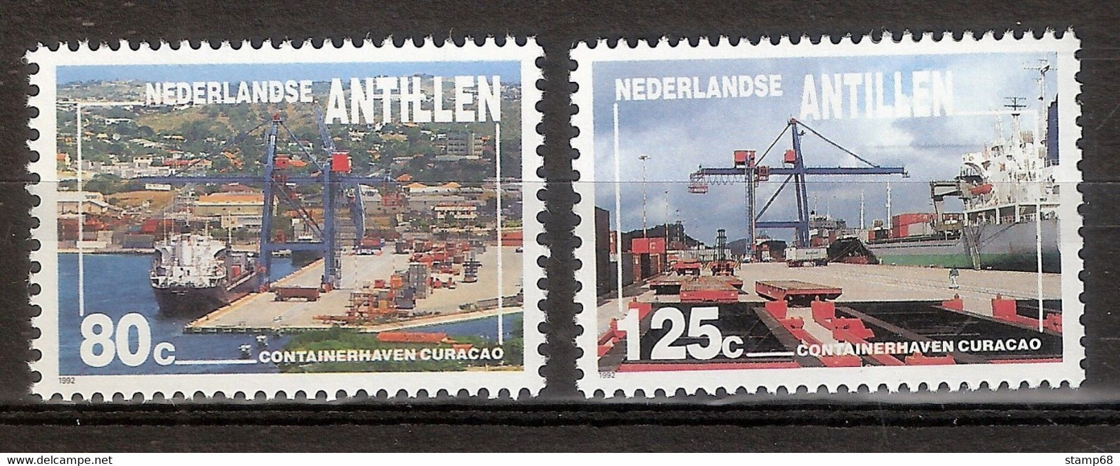 Nederlandse Antillen NVPH 1006-07 Containerhavens Curacao 1992 MNH Postfris - Curacao, Netherlands Antilles, Aruba