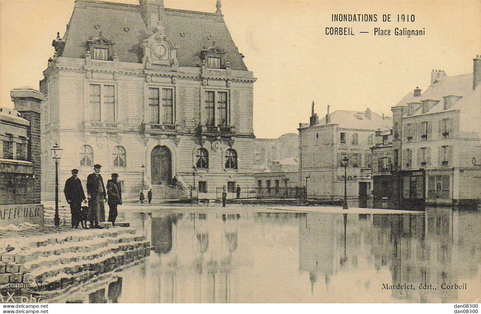 91 INONDATIONS DE 1910 CORBEIL PLACE GALIGNANI - Corbeil Essonnes